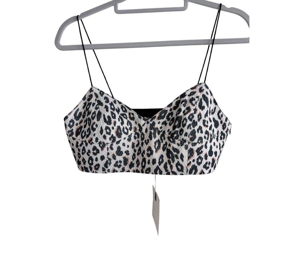 IXIAH Leopard Print Ruler Crop Top Bralette Cami Bustier NWT Size 10 Strappy